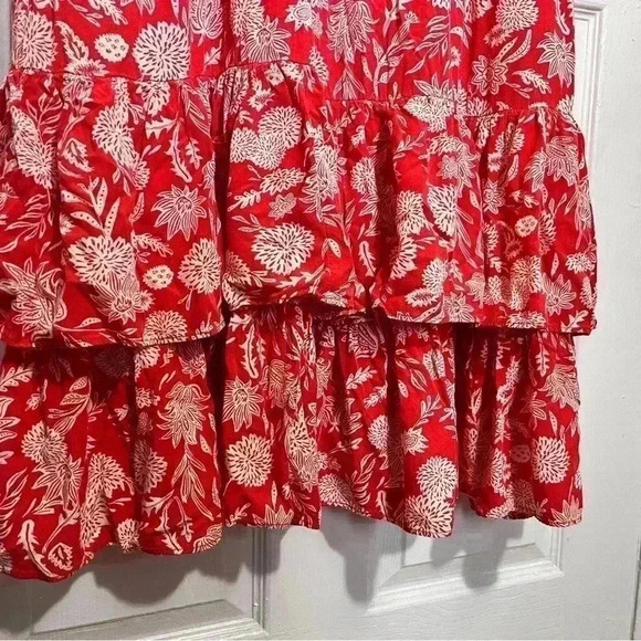 NWOT Universal Thread XL Orange/White Floral Dress Ruffle V-Neck, Layered Bottom - Picture 10 of 11